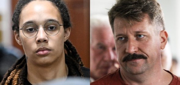 Side-by-side headshots of Brittney Griner and Viktor Bout