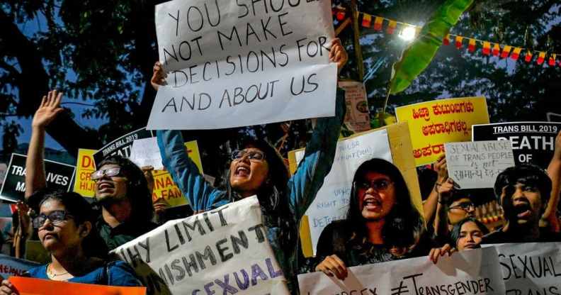 A trans rights protest in Bangalore, India in 2019