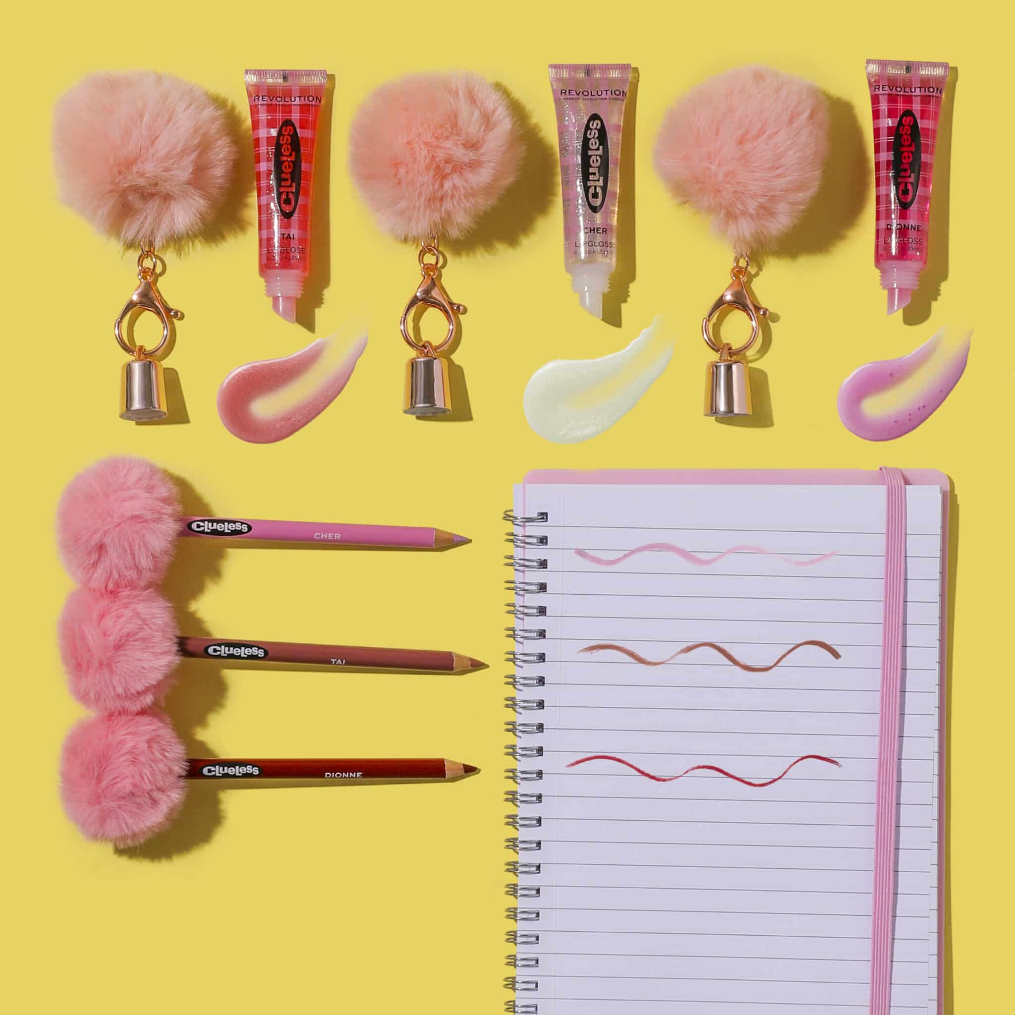 The Clueless x Revolution collection includes three lip glosses.