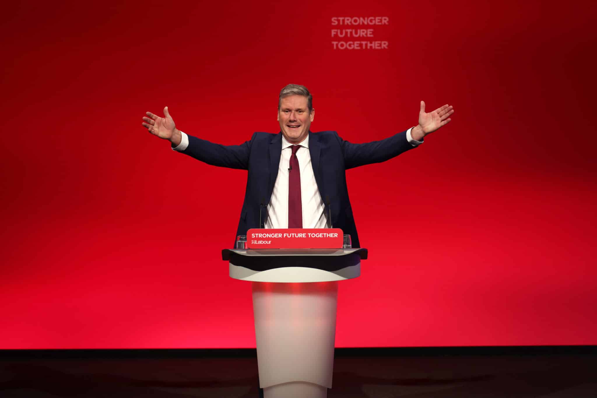 Sir Keir Starmer makes his keynote speech to Labour Conference for the first time as party leader on September 29, 2021 in Brighton, England.