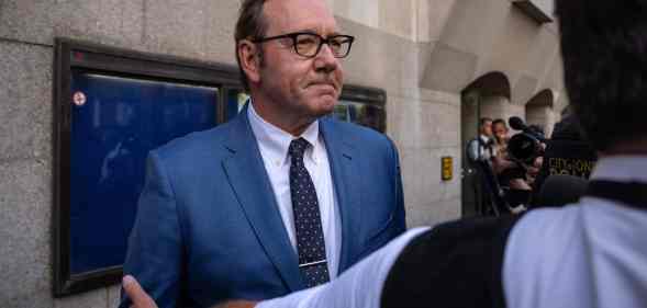 A photo of actor Kevin Spacey leaving the Central Criminal Court