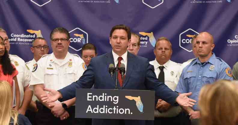 Florida Gov. Ron DeSantis speaks at a press conference