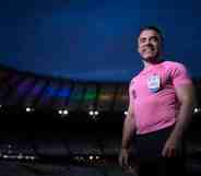 Brazilian football referee Igor Benevenuto poses for a picture at the Mineirao stadium