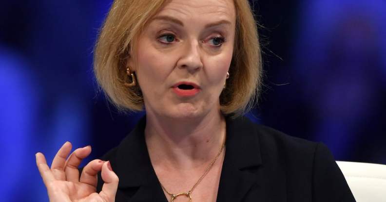 Liz Truss speaks on stage the Birmingham hustings