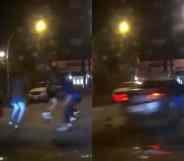 Dash cam footage of the hit-and-run outside a Chicago gay bar