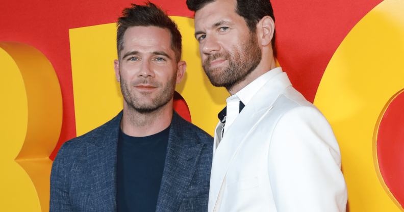 Luke Macfarlane and Billy Eichner attend Universal Pictures's Bros New York premiere