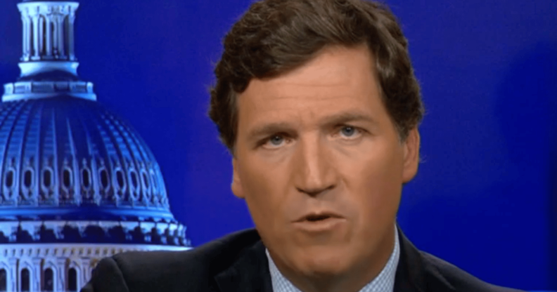 Tucker Carlson appears during his Fox News show Tucker Carlson Tonight