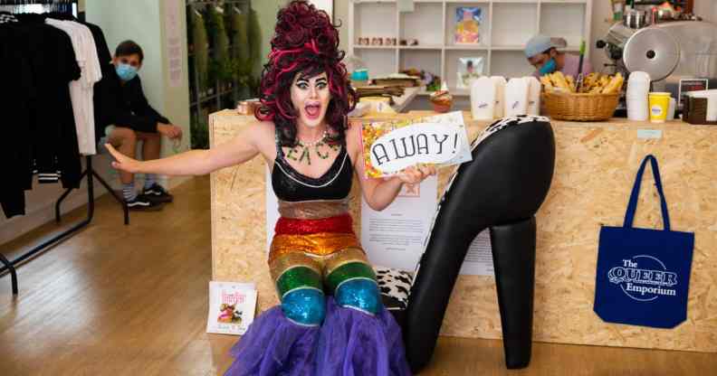 Aida H Dee performs during a Drag Queen Story Hour event.