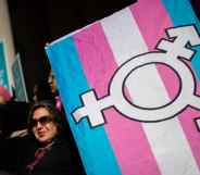 Activists and their supporters rally in support of transgender people on the steps of New York City Hall, October 24, 2018.