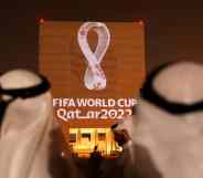 The Official Emblem of the FIFA World Cup Qatar 2022 is unveiled in Doha's Souq Waqif on the Msheireb.