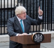 Boris Johnson gives a final speech outside 10 Downing Street