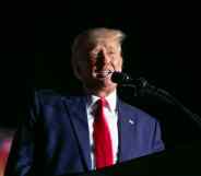 Former President Donald Trump speaks at a Save America Rally at the Aero Center Wilmingto