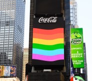 A Coca-Cola Pride billboard in New York's Times Square