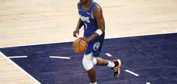 NBA player Anthony Edwards is shown playing during a Memphis Grizzlies v Minnesota Timberwolves game