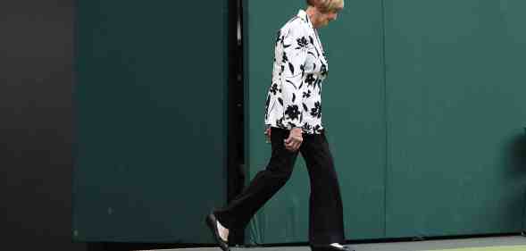 Former Wimbledon Champions, Margaret Court, walks onto court during the Centre Court Centenary Ceremony at Wimbledone 2022.