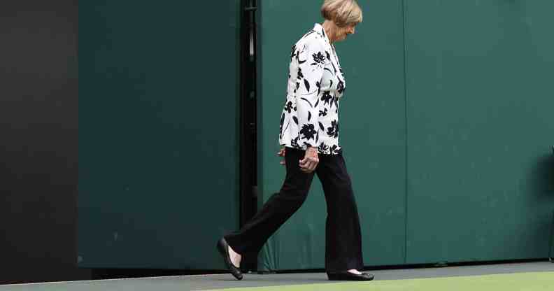 Former Wimbledon Champions, Margaret Court, walks onto court during the Centre Court Centenary Ceremony at Wimbledone 2022.