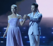 Selma Blair performs on Dancing With the Stars with dance partner Sasha Farber