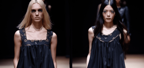 Katy Grammatikopoulou and Taira walk for Prada's Fashion Show during Milan Fashion Week