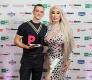 Matt Bernstein and Jessica Alves pose for a photo at the 2022 PinkNews Awards