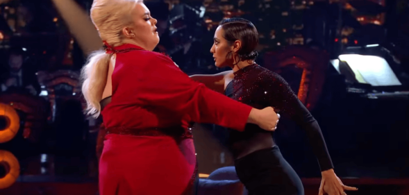 Jayde Adams danced a tango routine while wearing a red outfit on BBC's Strictly Come Dancing