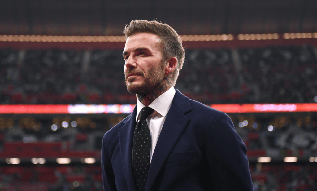 David Beckham looks on prior to the FIFA Arab Cup Qatar 2021 Final match