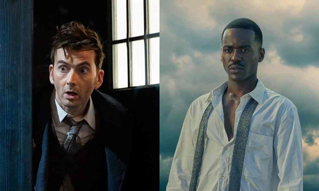 David Tennant returns (L) and first look at Ncuti Gatwa (R) in Doctor Who. (BBC Studios)