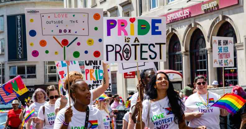 a Pride march during the 2022 Brighton Pride.