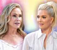 A graphic showing images of Real Housewives of Beverly Hills stars Kathy Hilton and Erika Jayne