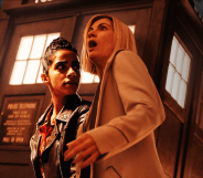 Mandip Gill as Yasmin Khan (L) and Jodie Whittaker and the Thirteenth Doctor (R) in Doctor Who. (