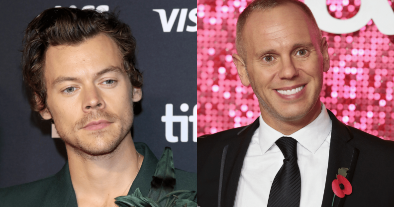 Photos of Harry Styles and Rob Rinder, both in suits