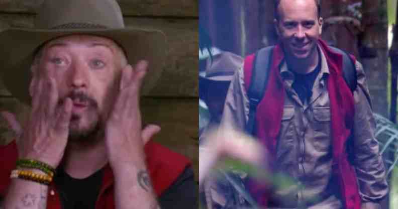 Boy George (L) and Matt Hancock (R) in I'm A Celebrity. (ITV)