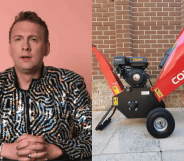 An image of Joe Lycett and the shredder he intends to use to destroy the £10,000.