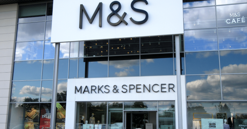 A picture of a Marks & Spencer storefront with the words 'Marks & Spencer' and 'M&S' displayed on the building