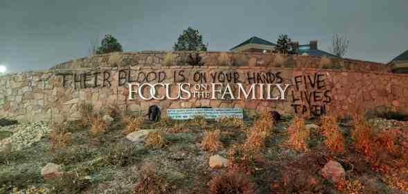 Focus on the Family's sign vandalised