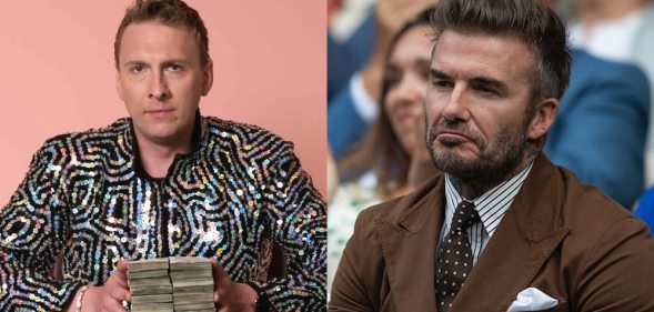 Side by side photos of Joe Lycett and David Beckham