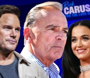 Chris Pratt, Rick Caruso and Katy Perry