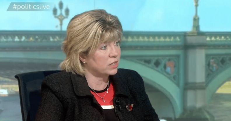 A screenshot of minister for women Maria Caulfield from BBC's Politics Live show