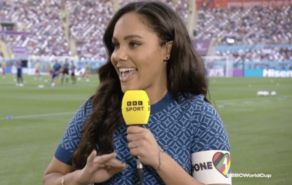 BBC football presenter Alex Scott wears LGBTQ+ armband after teams' shameful U-turn