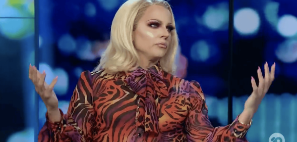 A screengrab from Australian chat show The Project showing drag queen Courtney Act