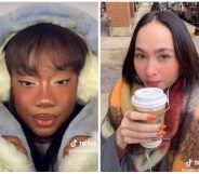 The 'I'm Cold' makeup look is taking over TikTok for Christmas. (@itsjustfatimah/@zoekimkenealy/TikTok)