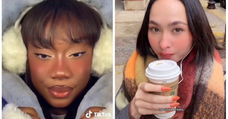 The 'I'm Cold' makeup look is taking over TikTok for Christmas. (@itsjustfatimah/@zoekimkenealy/TikTok)