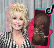 Dolly Parton and an image of a phone with her TikTok page open