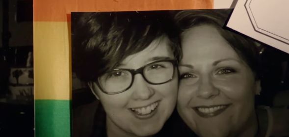 Lyra McKee and her partner Sara Canning pictured posing for a photograph together in a still image from the documentary Lyra.