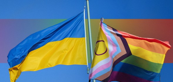 The Ukraine and Pride flags