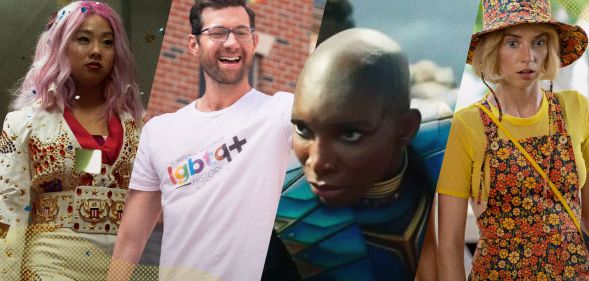 Collage of Stephanie Hsu, Billy Eichner, Michaela Coel and Maya Hawke