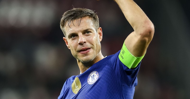 Chelsea captain César Azpilicueta raises fist during a match