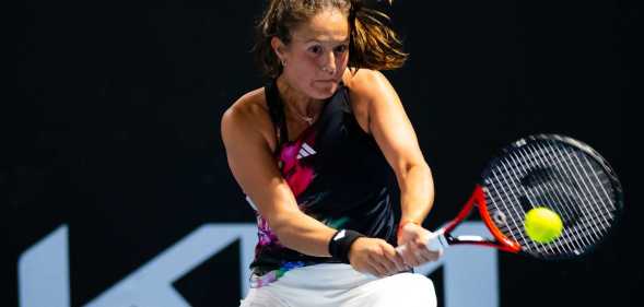 Daria Kasatkina of Russia in action against Varvara Gracheva of Russia in her first round match on Day 3 of the 2023 Australian Open at Melbourne Park on January 18, 2023 in Melbourne, Australia.