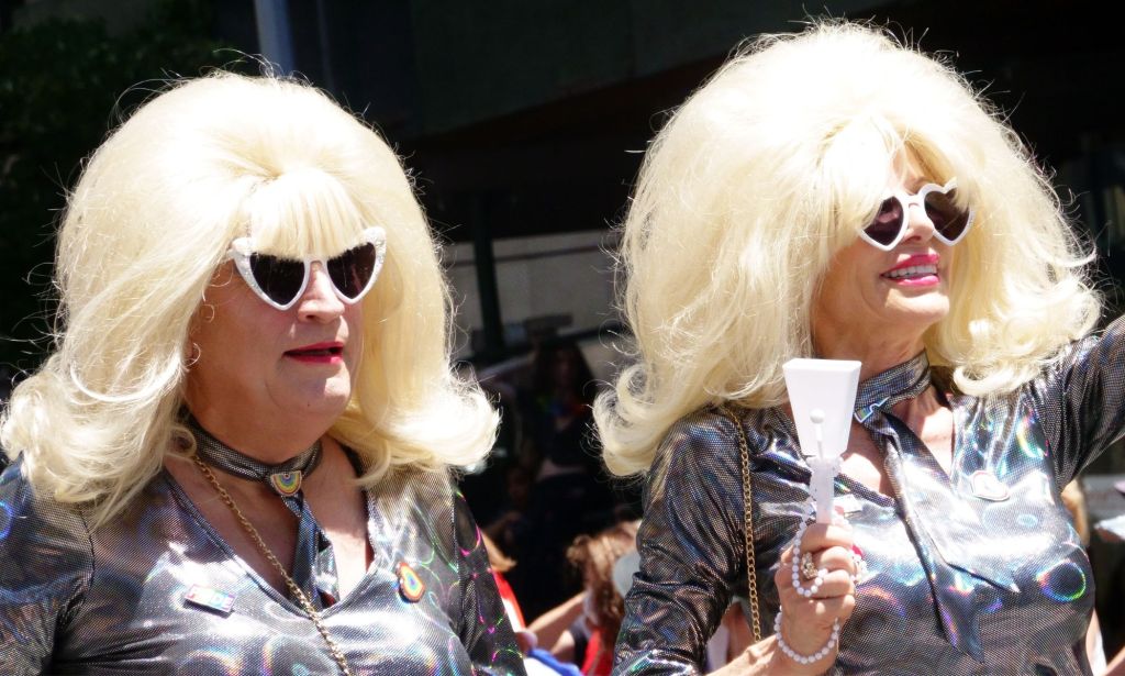 Drag queens celebrate during a Pride event in 2022.