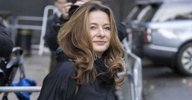 A photo shows education secretary Gillian Keegan wearing a black coat as she leaves Downing Street