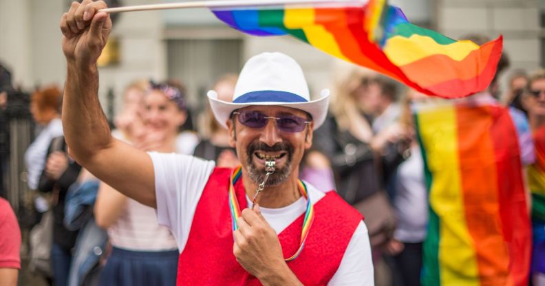 A man celebrating Dublin Pride